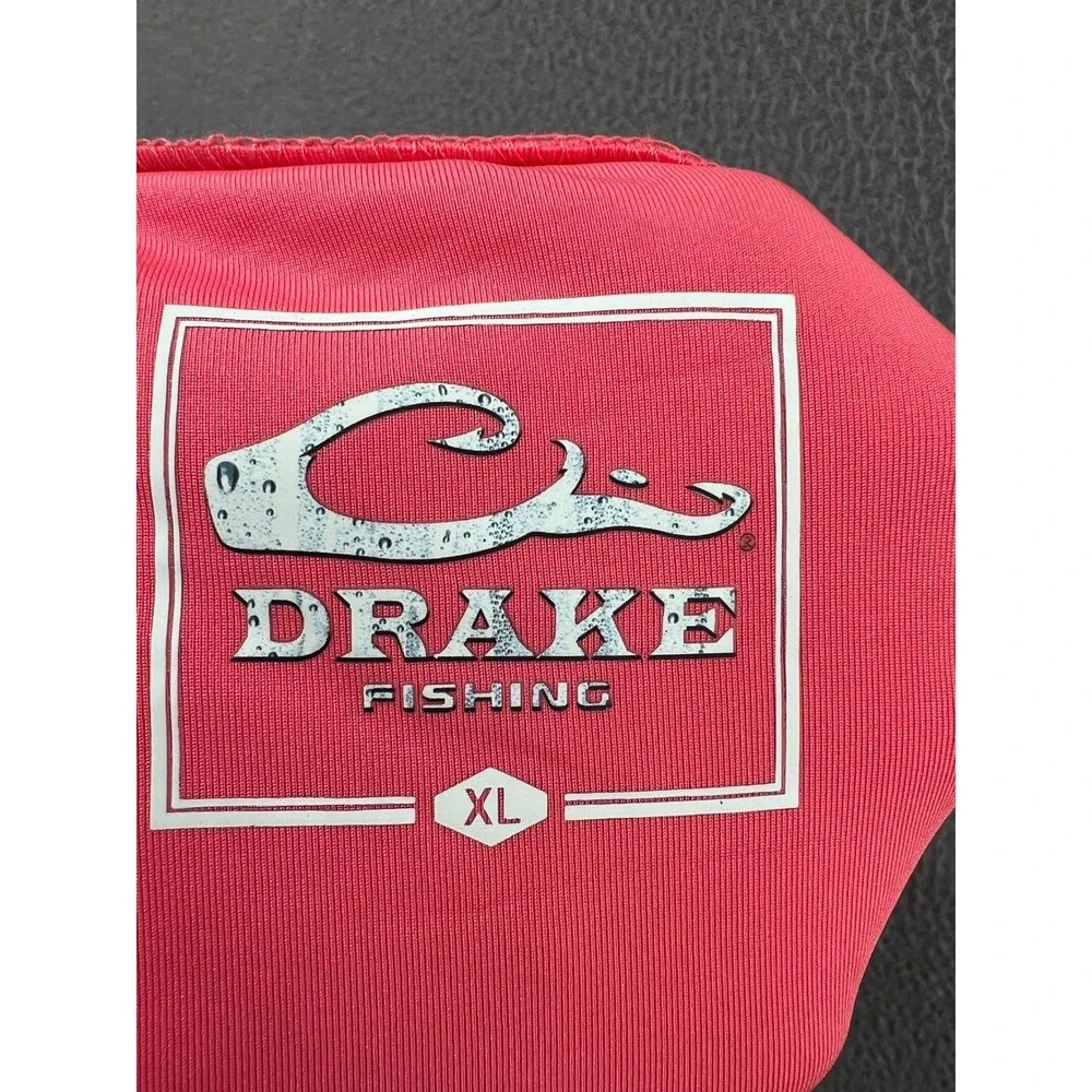 Drake Performance Fishing Shirt Mens XL Coral Pink Long Sleeve DPF1106-SGC-4 - Picture 8 of 9